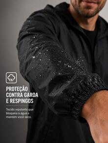 Jaqueta Corta Vento Masculino Impermeável Forrado no Capuz P ao G4 Plus Size - Preto - Visão 6