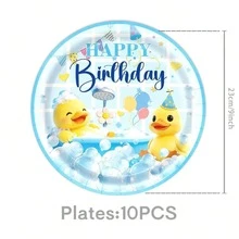 Summer Duck Pattern Disposable Plates, Napkins And Cups - 10 Person Party Supplies Set, Suitable For Birthday, Wedding, Theme Party, Family Picnic And Other Occasions - Multicolor - View 13
