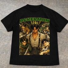 omar courtz Camiseta unisex negra con efecto desgastado, estampado de personajes de animación japonesa, camiseta casual de manga corta estilo vintage para hombre y mujer - Negro - Ver 7