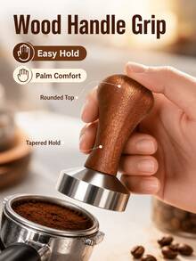 SMEGGEMS 51/53/58mm Coffee Tamper, Powder Press Hammer, Coffee Machine Handle Filling Device, Stainless Steel Coffee Powder Press, High Quality, Handmade, Suitable For Espresso Machine - Brown - View 11