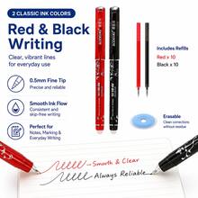 Erasable Gel Pen Set, 6 Pens With 30 Red And Black Ink Refills And 2 Erasers, Smooth Writing Refillable Friction Pens For Students, School, Office, Homework, Notes, Journaling And Daily Writing - Multicolor - View 6