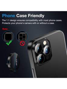 XINHONGYU 4pcs Black Shiny Sequin Rhinestone Camera Lens Protector Film, Compatible With IPhone 17 Pro Max Plus 16 15 14 13 12 Mini 11, Tempered Glass Protector Film, Birthday, Gift For Family, Friends, Shiny Crystal, Lens Protector Film, Phone Accessories, Waterproof, Shockproof, Anti-Fall, Anti-Scratch, Anti-Fingerprint Full Coverage - 4pcs - View 5