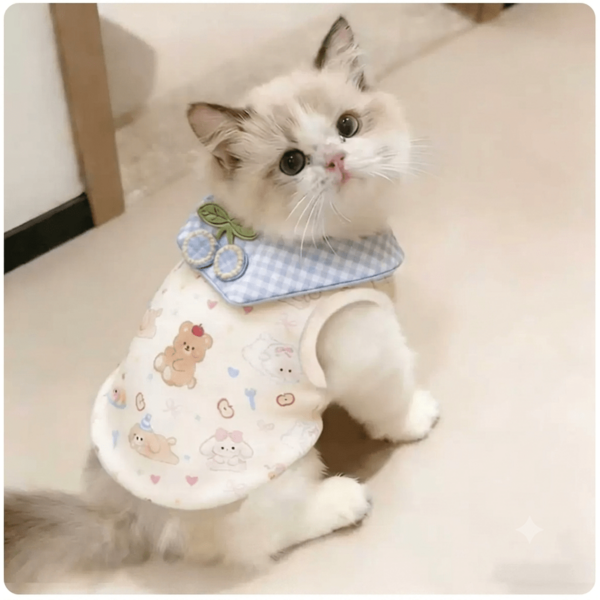 Rompi Tipis Hewan Peliharaan Bergambar Kartun yang Bernapas, Motif Lucu, Kelinci, Boneka Beruang, Panda, Kucing, Atasan Hewan Peliharaan Nyaman untuk Aktivitas Sehari-hari dan Kasual.