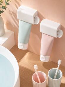 1/2pcs No-Drill ABS Wall-Mounted Toothpaste Squeezer, Adhesive Tube Roller With Rotating Handle For Toothpaste, Cleanser & Cosmetic Tubes, Bathroom Organizer, School Essentials And University Essentials For Dorms, Bathroom Decoration Accessories - Multiple Styles - View 9