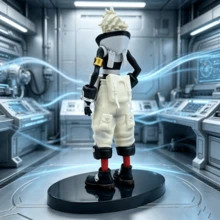 Wuthering Waves Rudo Figure, White-Haired Workwear Boy Game Character Desktop Collectible Display, Black And White Techwear Style Male PVC Static Model, Standing Pose Figure With Tech Backpack, Anime PC Case Decor Doll, Rudo, Gachiakuta, White-Haired Techwear Boy, Black And White Colorblock High-Neck Vest, Beige Multi-Pocket Workwear 3/4 Pants, Yellow Armband With Waist Hose Equipment, Black Oval Reflective Base, Cyber Wasteland Manga Merchandise - Multicolor - View 6