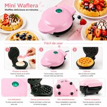 Waflera Eléctrica Compacta con Forma de Corazón y Recubrimiento Antiadherente, Fácil de Almacenar, Varios Colores, Ideal para Preparaciones DIY, Amantes de la Repostería y Regalo para Regreso a Clases - Multicolor - Ver 5