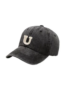 1pc Fashion Black 26 Letter Patch Minimalist Duck Bill Cap, Curved Brim Dad Hat, Outdoor Adjustable All-Season Face-Slimming Versatile Baseball Cap - Black - View 21