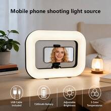 Lampu Ring Genggam Isi Ulang USB, Lampu Meja Pintar, Lampu Sorot, Lampu dan Kap Lampu, Lampu Fotografi Portabel untuk Streaming Langsung Ponsel, Lampu Selfie Meja, Kecerahan yang Dapat Diatur, Suhu Warna yang Dapat Diatur - 1 buah - View 1