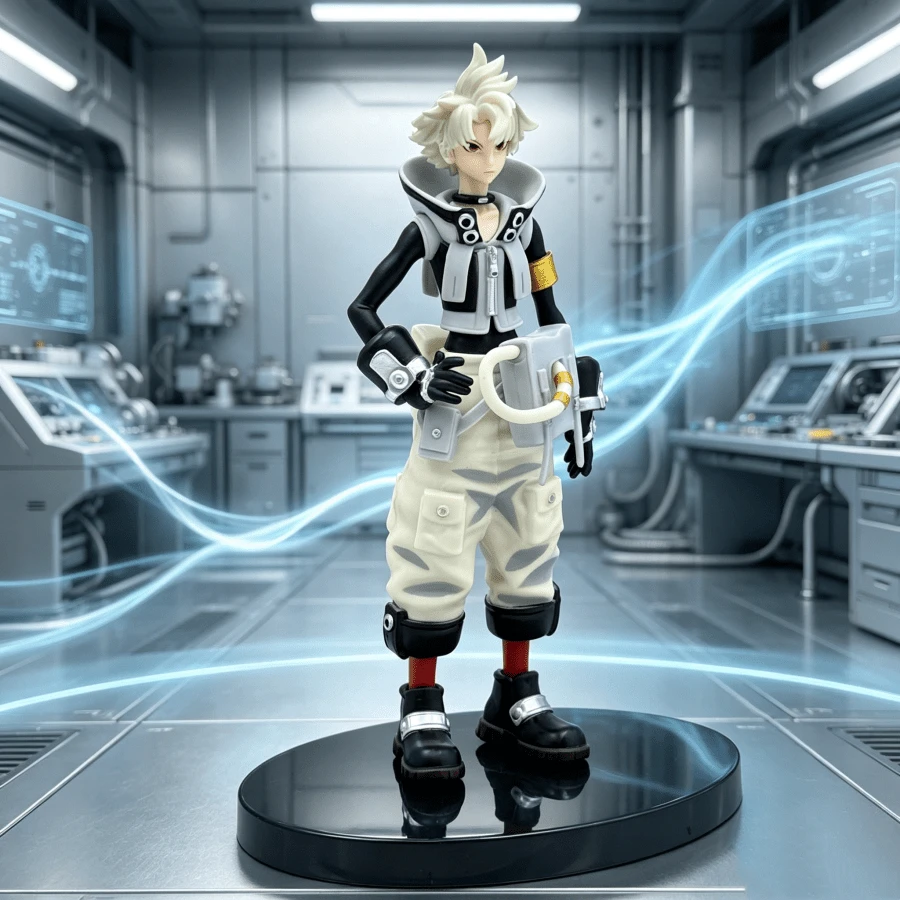 Wuthering Waves Rudo Figure, White-Haired Workwear Boy Game Character Desktop Collectible Display, Black And White Techwear Style Male PVC Static Model, Standing Pose Figure With Tech Backpack, Anime PC Case Decor Doll, Rudo, Gachiakuta, White-Haired Techwear Boy, Black And White Colorblock High-Neck Vest, Beige Multi-Pocket Workwear 3/4 Pants, Yellow Armband With Waist Hose Equipment, Black Oval Reflective Base, Cyber Wasteland Manga Merchandise