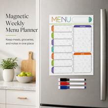 Magnetic Erasable Whiteboard Fridge Sticker - Weekly Planner And Organizer, Includes Grocery List, Meal Plan And Kitchen Fridge To-Do Section - Multicolor - View 1