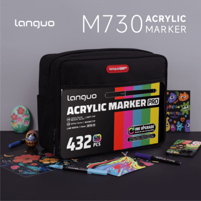 Languo New Color Series Heavy Ink PRO 9pcs/Set, 3 Set 27 Warna, Dikemas dalam Kantong 432/288/192/96/72/48 Warna, Set Spidol Tinta Tebal, Warna Cerah, Daya Tutup Kuat, Sempurna untuk Kembali ke Sekolah, Ujung Lembut, Badan Transparan, Cocok untuk Menggambar, Menyoroti, Catatan Siswa, Membuat Sketsa, Membuat Manual, Penggunaan Kantor