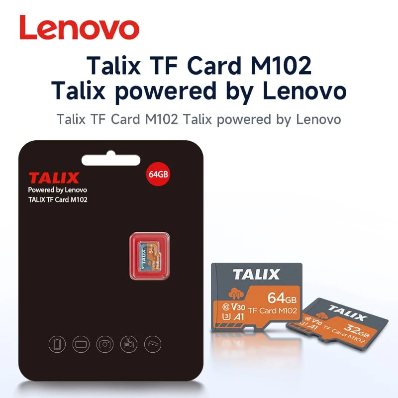 Lenovo Talix TF Card Smart Device Expansion Tool, 32G/64G, A1 U3, Kecepatan Baca 100MB/S, Perluas Memori Perangkat | Pasang dan Mainkan, Kompatibel Tanpa Cela dengan Smartphone, Tablet, Kamera, Konsol Game, dan Smart TV - View 1