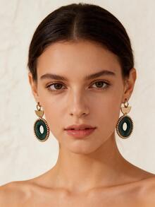 1 Pair INS Mori Style Deep Green Spider Web Woven Circle Earrings, Luxury Beach Vacation High-End Geometric Hollow Dangle Earrings For Women, Suitable For Beach Holiday, Spring/Summer Lawn Picnic Camping, Daily Office Commute, Island Pastoral Travel Photography, Elegant Casual Date - Multicolor - View 8