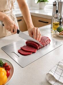 [Stainless Steel Cutting Board]2026 High-Quality Stainless Steel Cutting Board - Double-Sided Design - Easy To Clean - Corrosion-Resistant Material, Suitable For Indoor And Outdoor Use - Essential Kitchen Tool For Home, Restaurant, Camping, Picnic - Multicolor - View 5