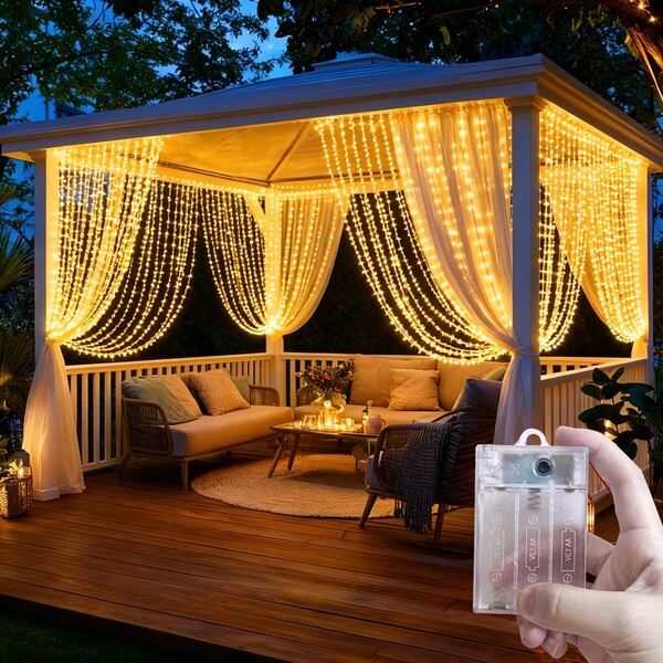 Fairy Garland Lights, Holiday String Lights, Garden Lights, Outdoor Lights, Landscape Lighting, Christmas Halloween Decoration Lights, Birthday Party Backdrop Wall Decor, Patio Lights, Camping Decor, Sparkling Romantic Atmosphere Room Terrace String Lights, Perfect For Bedroom, Wedding, Ramadan, Birthday Party And Holiday Indoor Wall Decor Fairy Lighting, Battery Box Curtain Lights, 4 Light Color Options Room Bedroom Living Room Wall Curtain String Lights