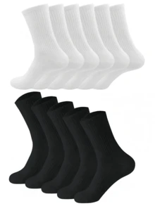 20 Pares de Meias Grossas Masculinas Preto & Branco para Inverno, Moda, Casual, Confortável, Adequado para Esportes ao Ar Livre, Corrida, Fitness, Meias de Compressão para Joelho, Casual de Negócios Férias, Meias Cano Alto Preto & Branco, Natal, Ação de Graças, Presentes de Ano Novo, Opção 1/5/10/20 Pares - Multicolorido - Visão 5