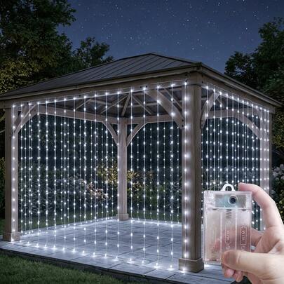 4 Colors Light String Curtain Lights For Bedroom, Living Room, Wall, Window, Birthday Party Background Wall Decoration, Romantic Atmosphere Room, Patio String Lights, Outdoor Lights, Landscape Lighting, Battery Operated Sparkling Curtain Lights, Fairy Lights For Bedroom, Wedding, Ramadan, Birthday Party, Holiday Indoor Wall Decoration, Festival String Lights, Garden Lights, Christmas Halloween Decorative Lights, Yard Lights, Fairy Tale Garland Decoration, Camping Decoration