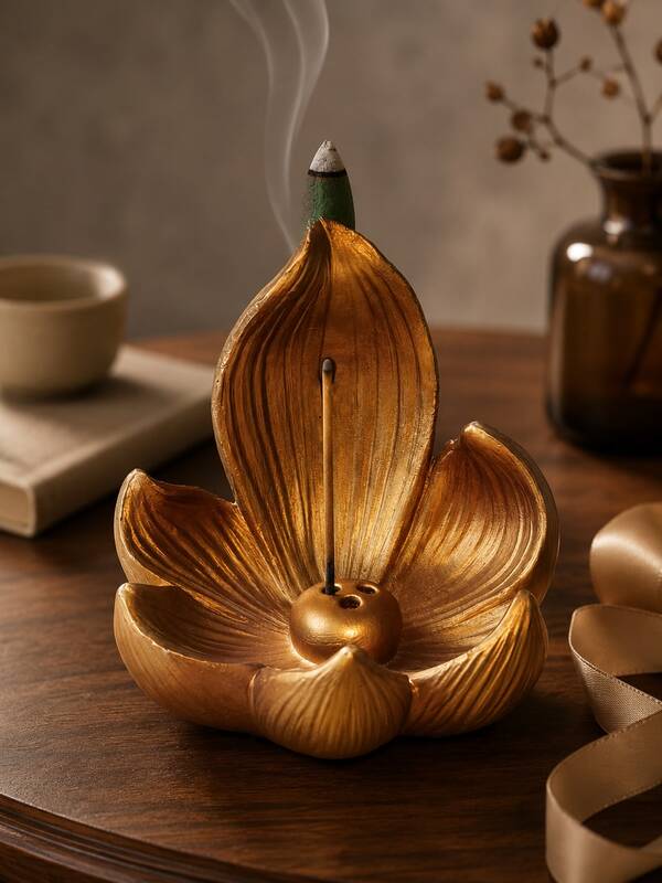 1PC Lotus Flower Incense Burner, Multi-Hole Incense Stick And Cone Holder, Elegant Aromatherapy Decor For Bedroom, Living Room, Yoga Room, Meditation Space, Office Desk, Bathroom, Zen Home Decoration, Relaxing Housewarming Gift For Women And Men