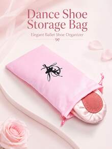 1pc Dance Shoe Storage Bag, Ballet Organizer Bag, Satin Ballet Shoe Bag, Dance Shoe Bag, Ballet Accessories, Girls Ballet Gear - Multicolor - View 1