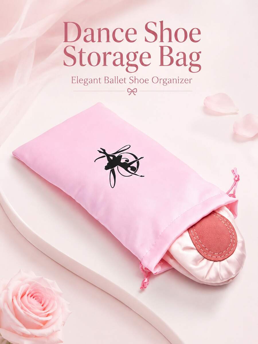 1pc Dance Shoe Storage Bag, Ballet Organizer Bag, Satin Ballet Shoe Bag, Dance Shoe Bag, Ballet Accessories, Girls Ballet Gear - Multicolor - View 1