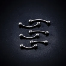 3pcs G23 Titanium Alloy Curved Eyebrow Piercing Jewelry, Lip Stud, Lip Jewelry, Cartilage Ear Piercing, Tragus Ear Piercing, Body Jewelry, 16G - Silver - View 5