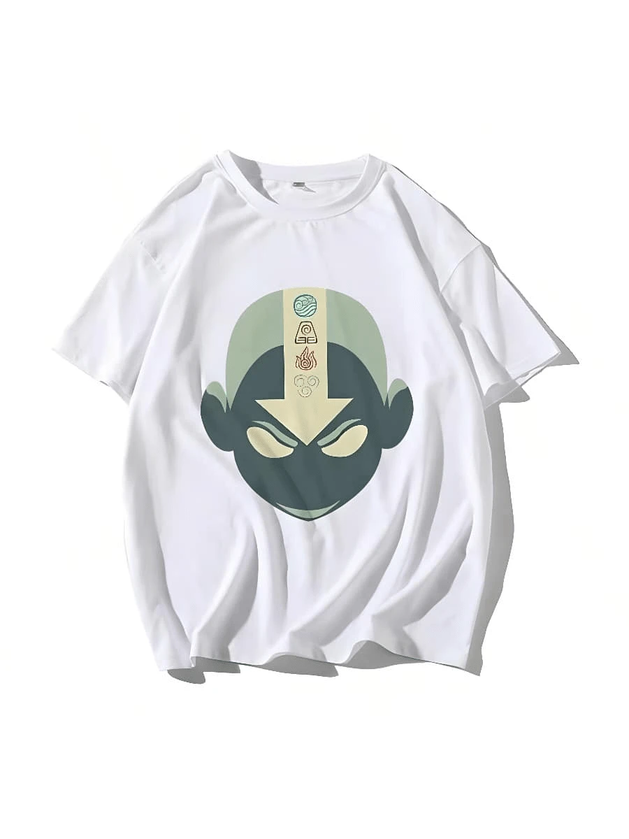 Breathable Summer  Hip-Hop Print Top, Unisex - 白色 - 查看 1