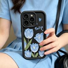 1 قطعة [نسخة أندرويد نقية] زهرة الهندباء الزرقاء لطيفة شخصية بسيطة زهرة عباد الشمس نمط زهري إنسي لطيف أوروبي أمريكي حفلة فتيات جميل عتيق نمط زهري أزرق متناثر، إطار عدسة أسود مطفي تصميم متدرج تغطية كاملة مضاد للسقوط غلاف ناعم، [النسخة الدولية وليس النسخة المحلية] مناسب ل- Android/GALAXY/A/S/FE/PLUS/ULTRA/PRO/NOTE/POCO/X/Transsion/HOT/PLAY/SPARK/POP/SMART/RENO/Honor/E/G/حافظة هاتف - متعدد الألوان - مشاهدة 2