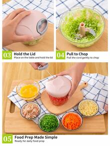 1pc (900ml/500ml) Manual Meat Grinder, Garlic Press, Rotary Garlic Chopper, Suitable For Vegetables, Ginger, Fruits, Nuts, Spices, Professional Onion, Carrot And Garlic Slicer, Kitchen Gadget, Household Item, Cooking Utensil, Meat Crusher - Efficient Kitchen Helper, No Electricity Required, Suitable For Home Gift, Vegetable Onion Cutter, Kitchen Cooking Accessory - Multiple Styles and Colors - View 9