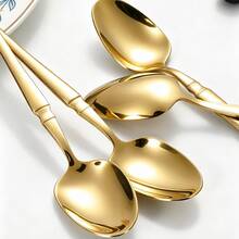 2/4/6/12pcs Stainless Steel Tea Spoons Coffee Spoons Stirring Spoons Suitable For Cafes, Afternoon Tea, Hotels, Restaurants, Etc. - Gold - View 3