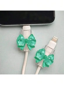 2pcs Cute Pink Bow Cable Protectors, Suitable For Lightning And Type-C Charging Cables - Multicolor - View 9