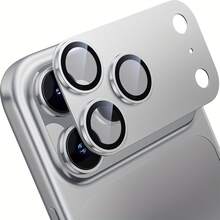 CASECOPS 1Pc Silver Shockproof Lens Protection Film Compatible With IPhone 18 Pro/18 Pro Max/17 Pro & 17 Pro Max Lens Protector Film Full Coverage Real Machine Color Effectively Protects Camera Lens For Clearer Photos Fashionable And Stylish Birthday Gift Item - Clear - View 2