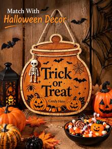 Dekorasi Gantung Kreatif Halloween Baru, Hiasan Pintu Kayu Datar Bergambar, Dekorasi Liburan - MultiWarna - View 10