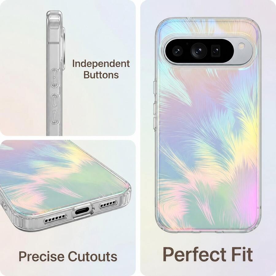 غطاء حماية شفاف بتدرج الريش متوافق مع Pixel 11Pro XL 11/11Pro/10/9 Pro XL/10/9 Pro/9A/10A غطاء هاتف ملون مقاوم للصدمات