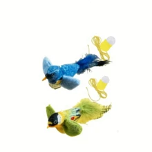 2pcs/Set (Bird Toy + Rope) Interactive Realistic Bird Cat Toy With Hanging Rope - Plush Prey Simulation Suitable For Indoor Play - Realistic Yellow Head & Green Feathers Applicable To Kittens, Adult Cats And All Breeds & Ages Pet Holiday Gift - Multicolor - View 12