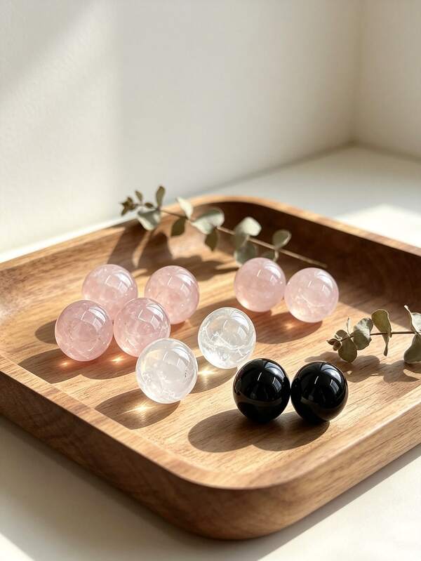QYDCX Natural Rose Quartz Clear Quartz Obsidian Round Beads, Velvet Storage Bag Included,Single/Mixed Color Pack For Jewelry Making Crystal Decor Meditation