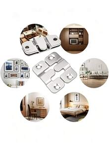 20/8pcs Embedded Installation Brackets, Interlocking Picture Frame Hooks, Heavy Duty Wall Hanging Hardware, Interlocking Furniture Connectors, Modular Sofa Connectors, Headboard Wall Mounting Hardware (20pcs Set Includes 20/40 Screws) - Multicolor - View 2