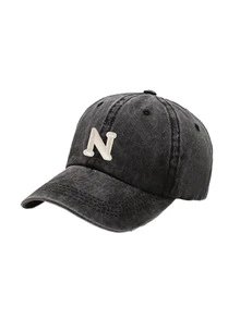 1pc Fashion Black 26 Letter Patch Minimalist Duck Bill Cap, Curved Brim Dad Hat, Outdoor Adjustable All-Season Face-Slimming Versatile Baseball Cap - Black - View 25