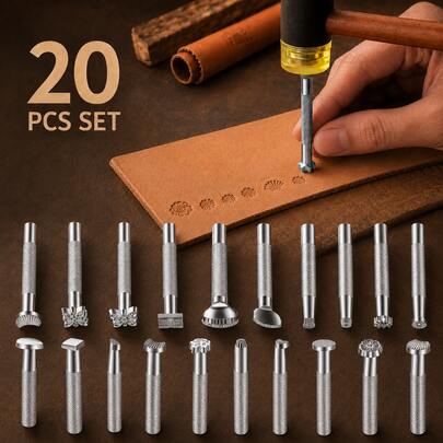Leather Stamping & Carving Tool, DIY Leather Printing With Assorted Stamp Patterns, For Leather Belt, Bag And Craft Decoration