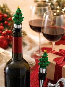 5pcs Christmas Wine Bottle Stopper Santa Snowman Tree Sealer For Holiday Dinners - Multicolor - View 4