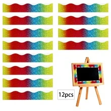 12pcs - Bohemian Style Bulletin Board Borders, Colorful Classroom Border Stickers With Adhesive, Bohemian Die-Cut Border Decorations For Bulletin Board, Fan-Shaped Self-Adhesive School Blackboard Decoration Stickers Suitable For Blackboard And Desk - Dots - View 19