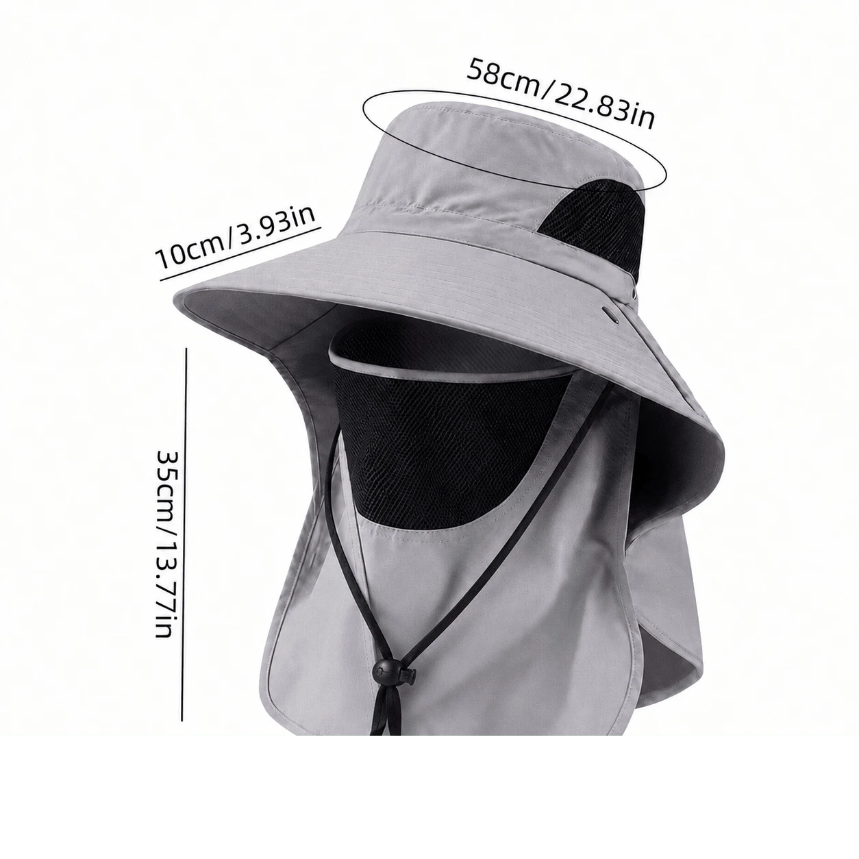 1pc Sun Protection Bucket Hat With Integrated Neck Guard, Breathable Wide Brim For Fishing, Hiking And Outdoor Activities - Multicolor - View 1