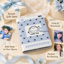 1pc Kawaii Star Print Cute Cat PU Photocard Binder, 6 Ring Detachable Photo Card Album, Portable Collect Book For Photocards, Business Cards, Stickers Storage,Card Holder - Multiple Styles - View 3