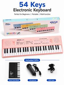 54-Key Electronic Keyboard With Microphone, Multi-Function Beginner Keyboard Instrument, Dual Power Supply, Plug-In And Battery Dual Use, Portable Home Performance, Music Practice And Daily Playing Instrument - Multiple Options Available (upgraded Packaging) - View 18