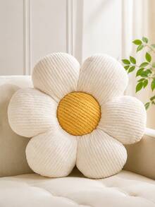 1pc Solid Color 6-Petal Flower Shaped Plush Decorative Pillow, Soft Ribbed Texture Filled Cushion, Suitable For Sofa, Bed, Bedroom And Living Room Decor, Cozy Home Arrangement And Housewarming Gift - Multicolor - View 22