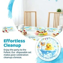 Summer Duck Pattern Disposable Plates, Napkins And Cups - 10 Person Party Supplies Set, Suitable For Birthday, Wedding, Theme Party, Family Picnic And Other Occasions - Multicolor - View 2