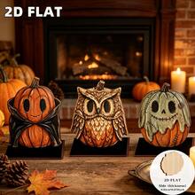 2D Plane, 3 Wooden Halloween Decorative Plaques, A Set Of Decorations, A Perfect Holiday Gift, A Home Wall Decoration, A Welcome Sign, A Desktop Office Decoration Item - A - View 3