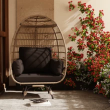 Patio Lounge Chair & Swing Chair - Black - View 7
