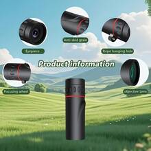 10X25 High Power Monocular Telescope - Durable Rubber Lightweight Design, Fixed Focus, Ergonomic Grip - Suitable For Hiking, Camping, Bird Watching, Hunting, Fishing (Black), Camping Essential, Portable Optical Instrument, Easy Storage Box - Multicolor - View 10