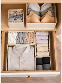 Foldable Fabric Drawer Storage Box Wardrobe Storage Hanging Bag Multi-Purpose Storage Bin With Dividers Clothes Accessories Bedroom Organization Home Decor Storage Solution - Beige - View 3