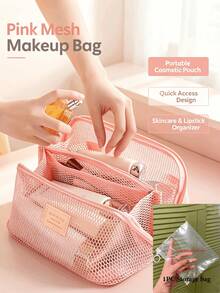 Breathable Mesh Cosmetic Storage Bag, Multi-Pocket Makeup Bag, Portable Toiletry Organizer. For Travel, Vacation, Fitness And Skincare - Multicolor - View 14